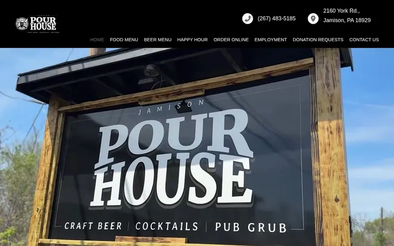 Screenshot of the Jamison Pour House website Screenshot of the Jamison Pour House website