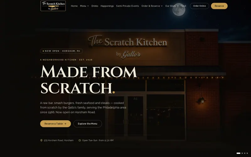 Screenshot of the Scratch Kitchen by Gallos website Screenshot of the Scratch Kitchen by Gallos website