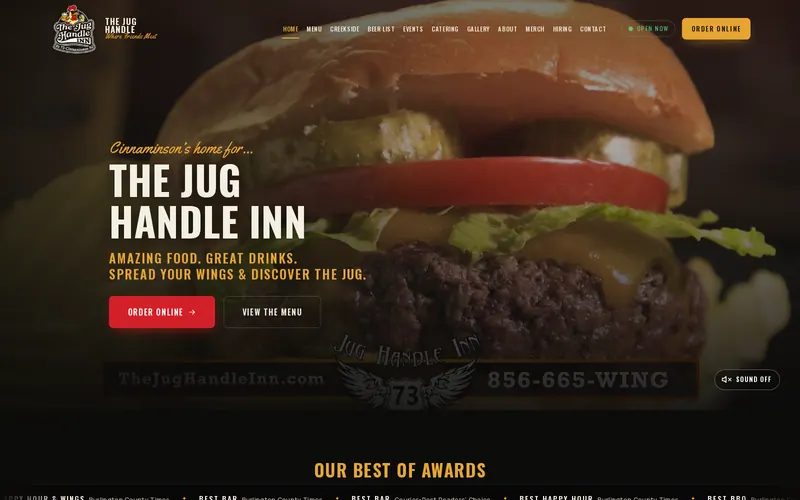 Screenshot of The Jug Handle Inn website Screenshot of The Jug Handle Inn website